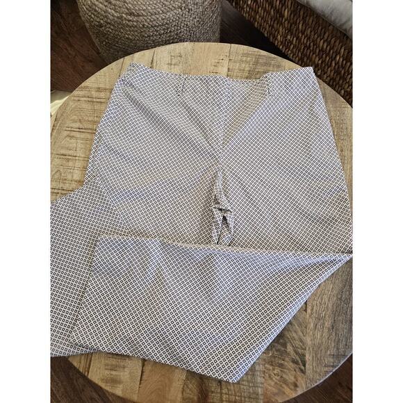 TALBOT'S Brown Beige ARGYLE Diamond CROPPED Dress Pants STRETCH Women's 14P EUC - Picture 2 of 11